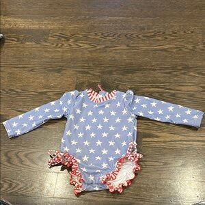Caden Lane Blue Star Bodysuit with Red Accents
